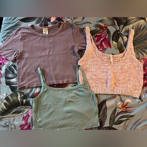 Stylish Women's Crop Top Set - Purple, Green, Pink